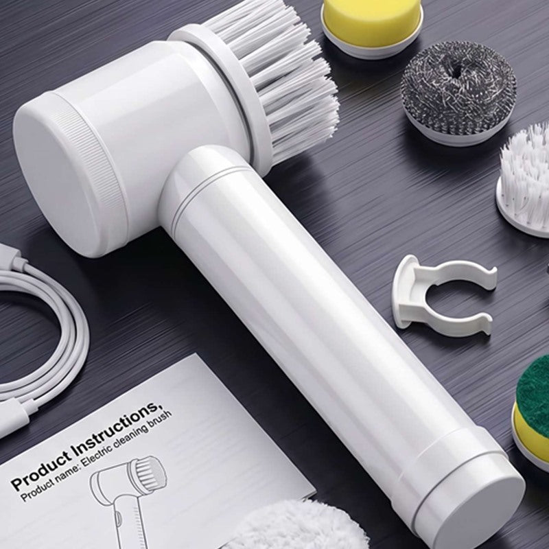 Detalle del cepillo eléctrico de mano VYREN Kitchen con el cabezal de cepillo montado